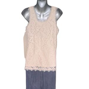 Adiva ecru lace sleeveless scoop neck blouse SZ M